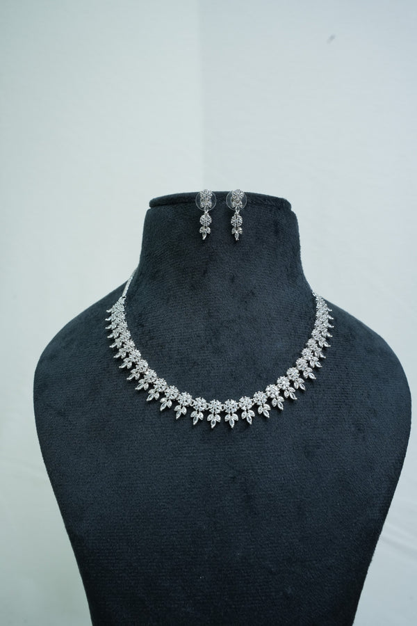 Elegant CZ-Stone Necklace and Earrings Set