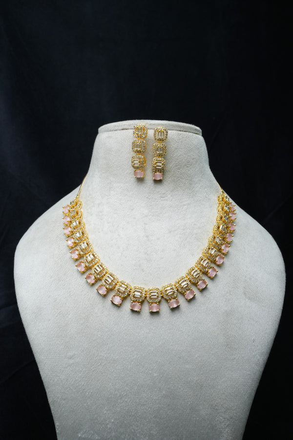 Fast Fashion CZ-Stone Necklace and Earrings Set