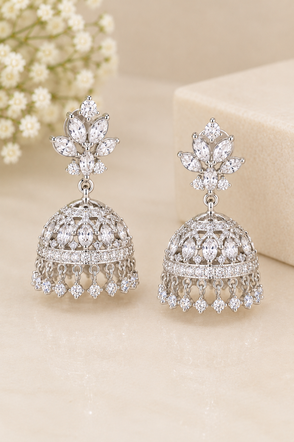 Elegant Silver Jhumka Earrings