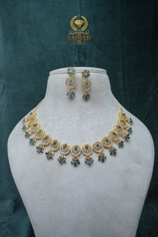 CZ-Stone Necklace and Earrings Set