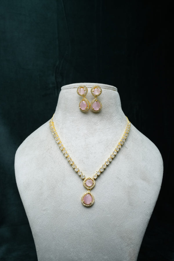 Elegant CZ-Stone Necklace and Earring Set