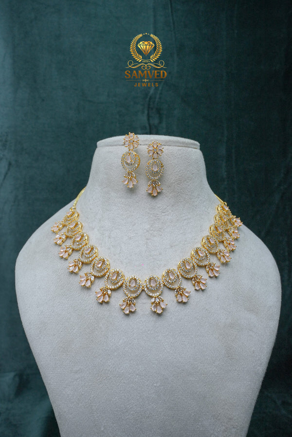 CZ-Stone Necklace and Earrings Set