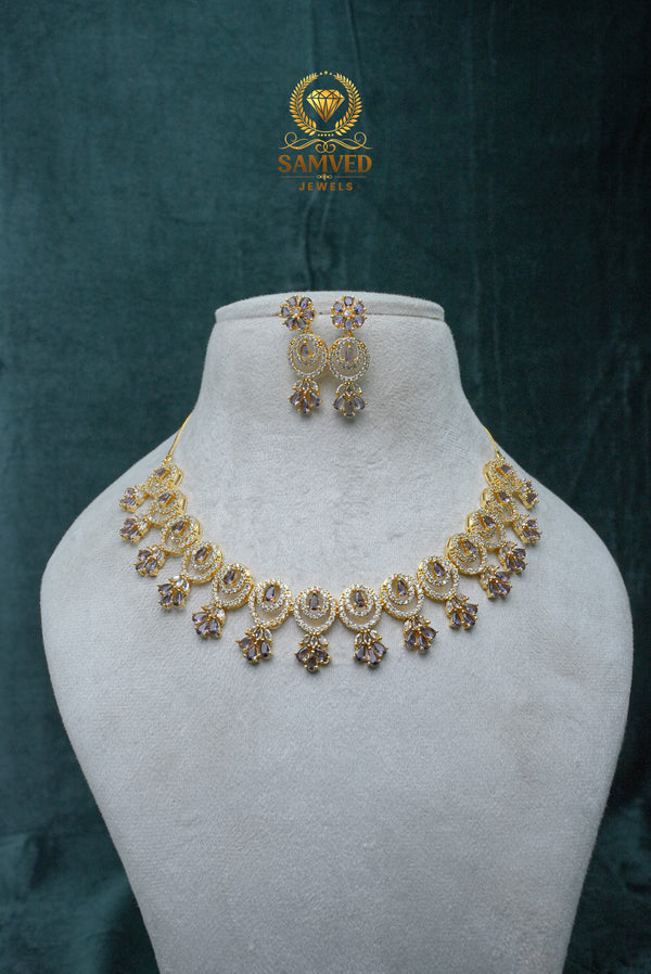 CZ-Stone Necklace and Earrings Set