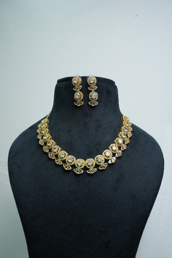 Elegant CZ Stone Necklace and Earrings Set