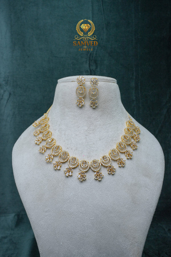 CZ-Stone Necklace and Earrings Set