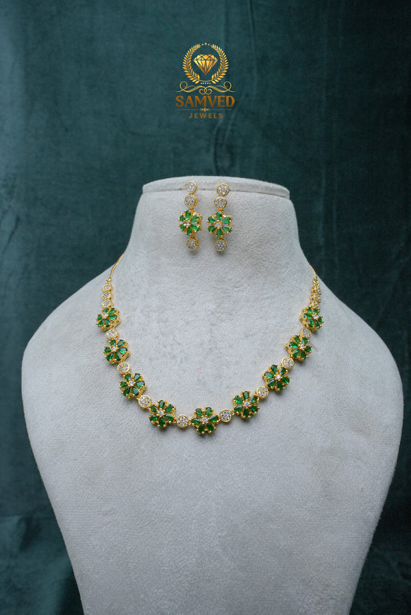 ELEGANT CZ-NECKLACE AND EARRINGS SET