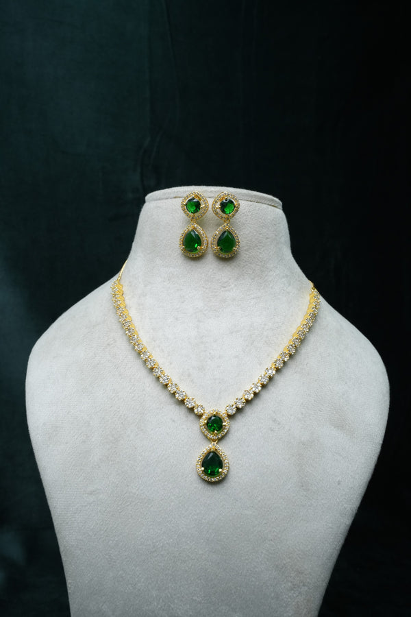 Elegant CZ-Stone Necklace and Earring Set