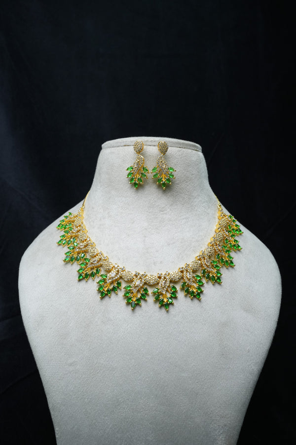 Luxurious CZ-Stone Necklace and Earring Set