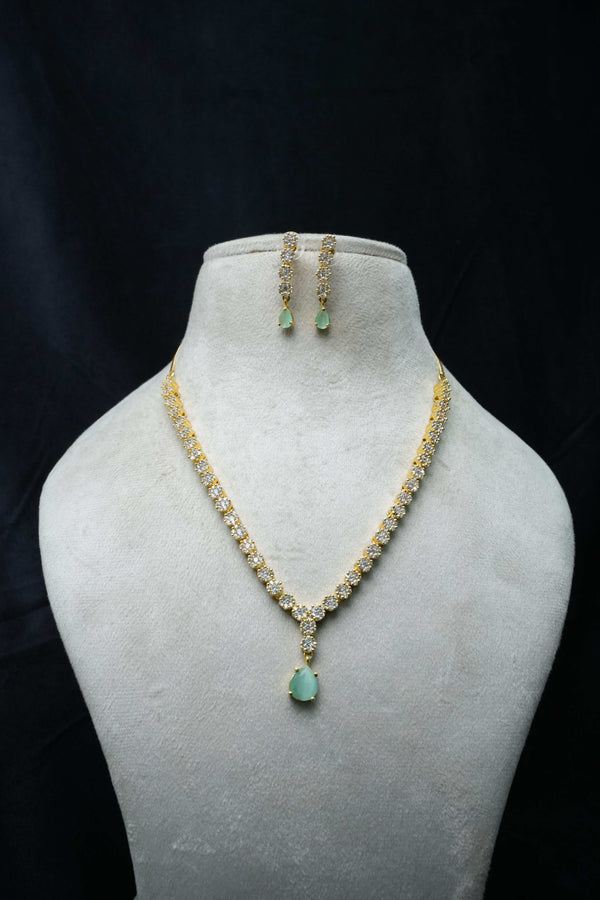 Elegant CZ Necklace and Drop Earrings Set