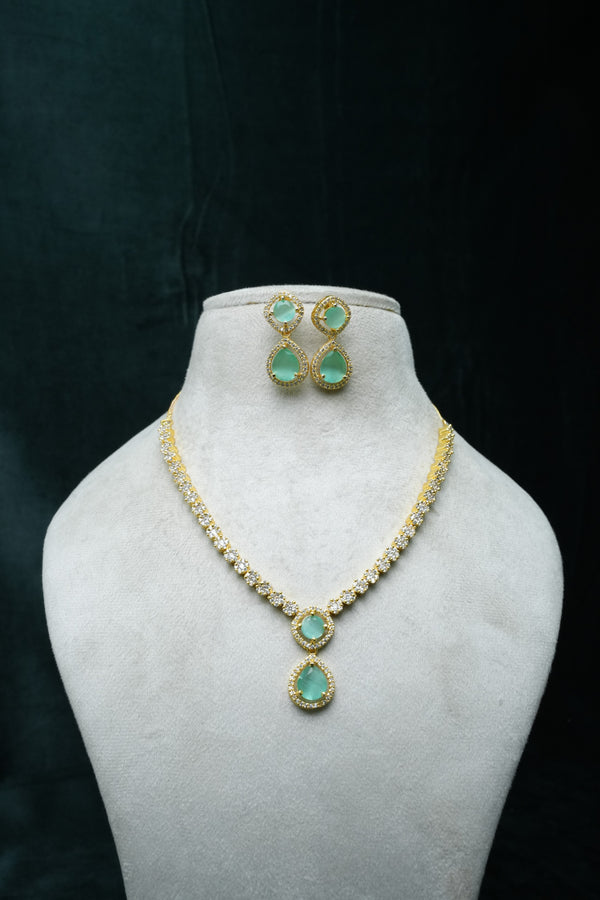 Elegant CZ-Stone Necklace and Earring Set