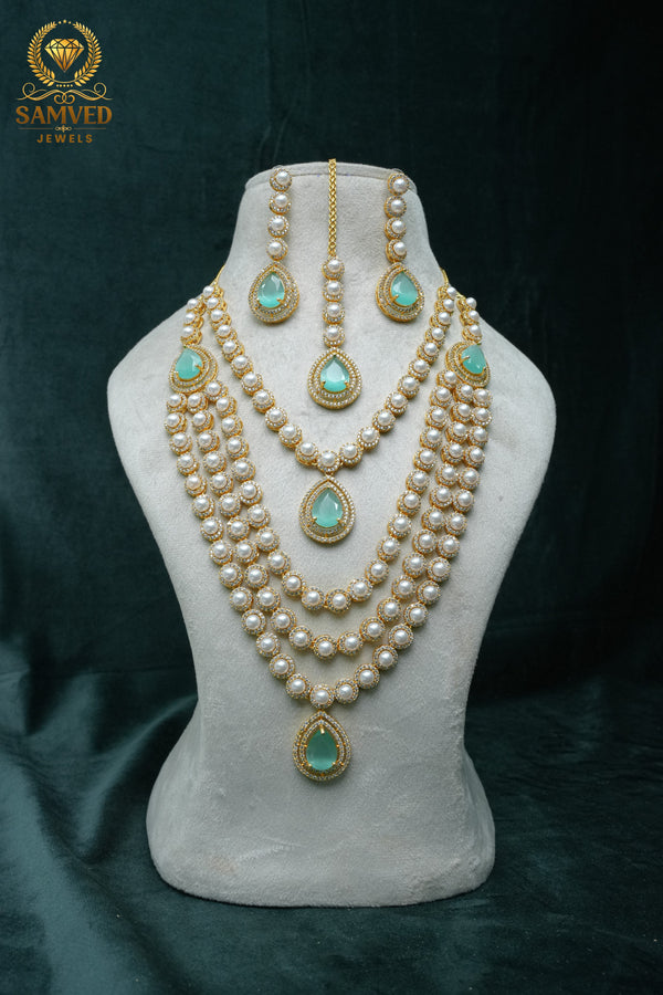 CZ-STONE NECKLACE AND EARRINGS SET