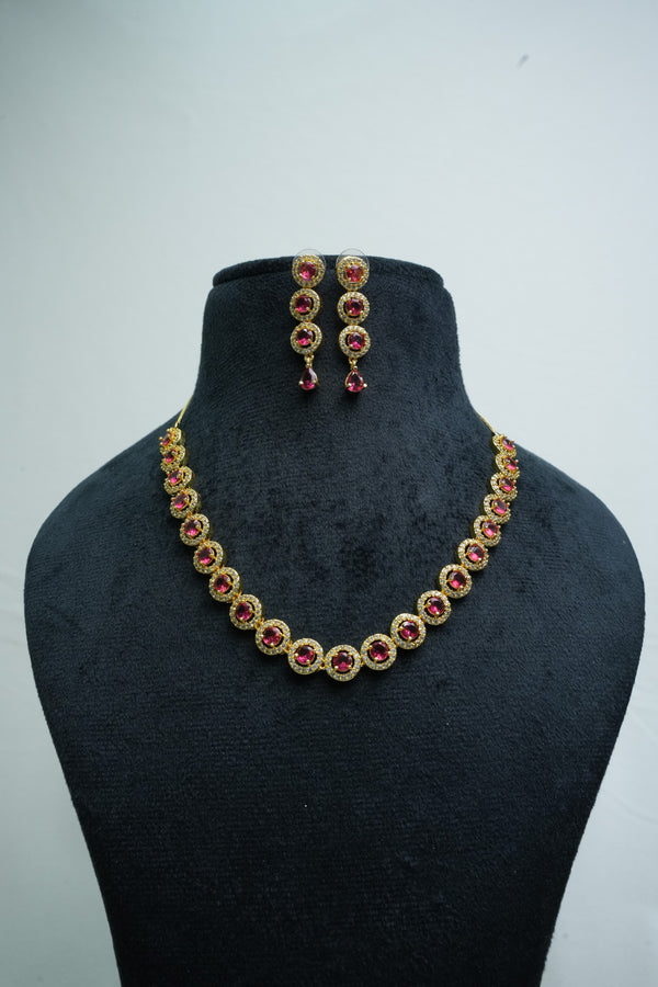 ElegantCZ Stone Necklace and Earrings Set
