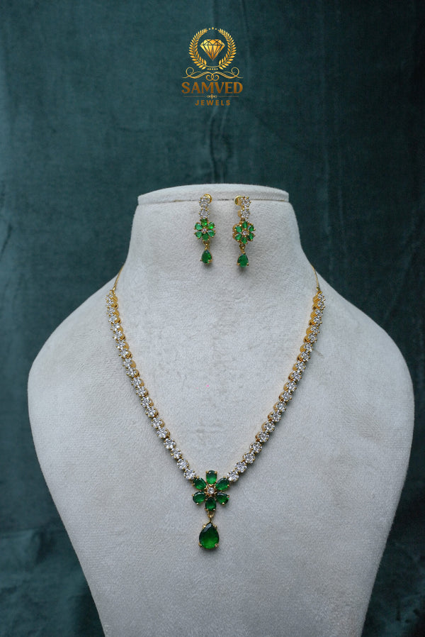 Elegant CZ Stone Necklace and Earrings Set