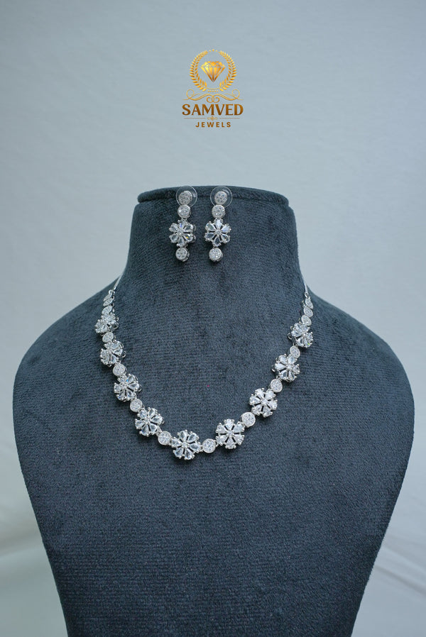 ELEGANT CZ-NECKLACE AND EARRINGS SET