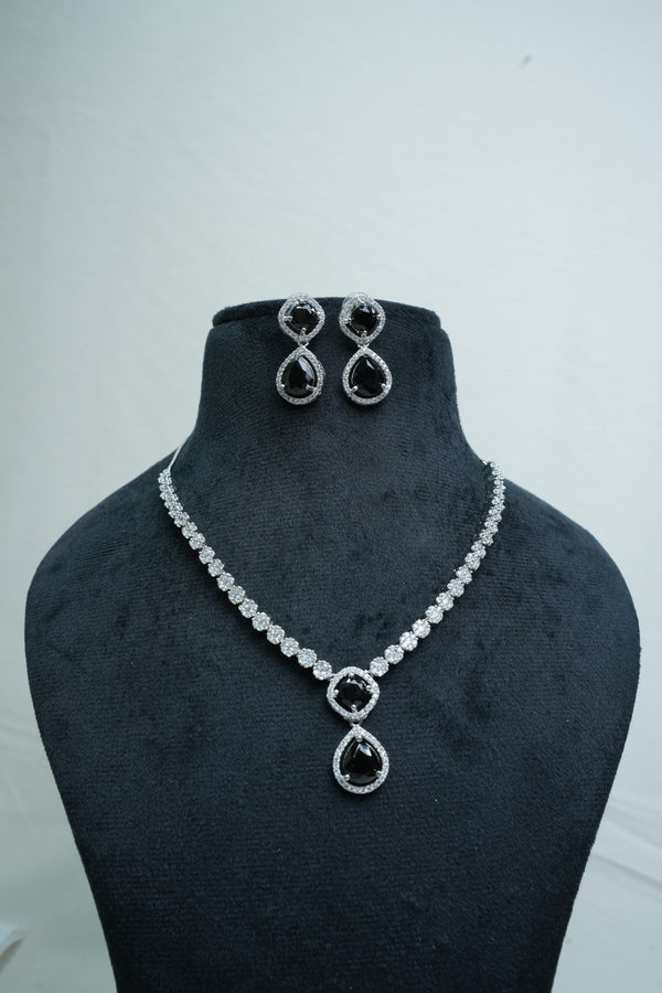 Elegant CZ-Stone Necklace and Earring Set