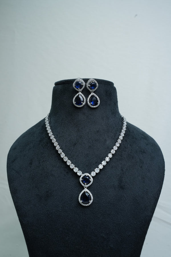 Elegant CZ-Stone Necklace and Earring Set