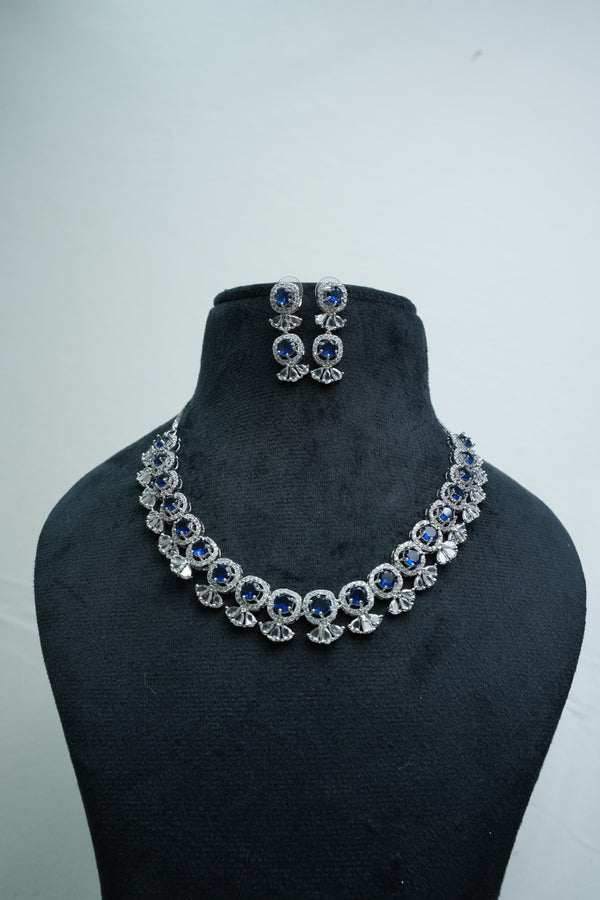 Elegant CZ Stone Necklace and Earrings Set