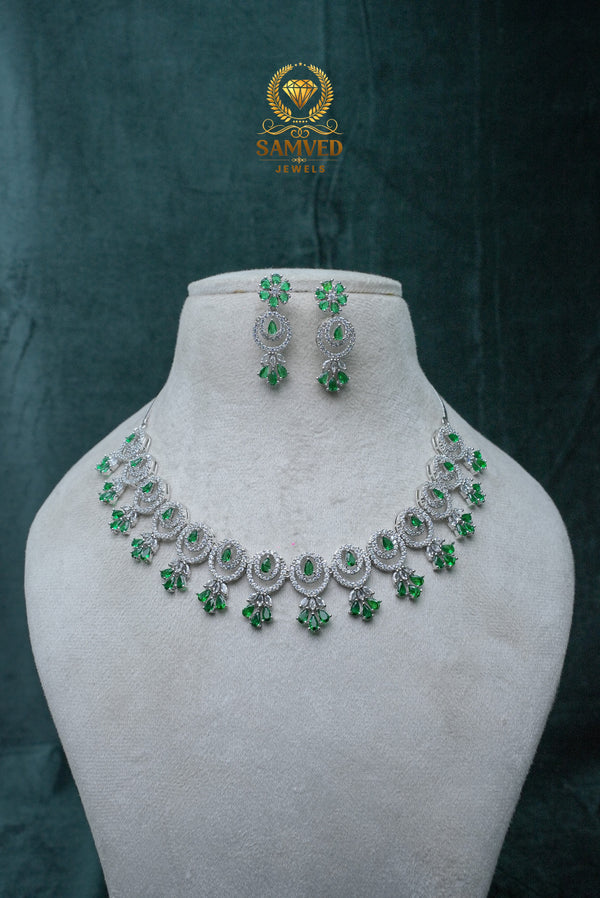 CZ-Stone Necklace and Earrings Set