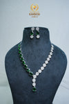 FAMOUS CZ-STONE NECKLACE AND EARRINGS SET