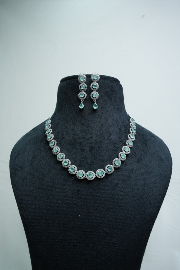 ElegantCZ Stone Necklace and Earrings Set