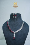 FAMOUS CZ-STONE NECKLACE AND EARRINGS SET