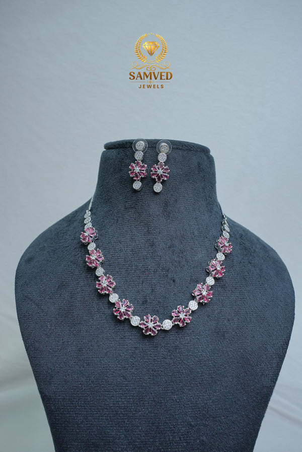 ELEGANT CZ-NECKLACE AND EARRINGS SET