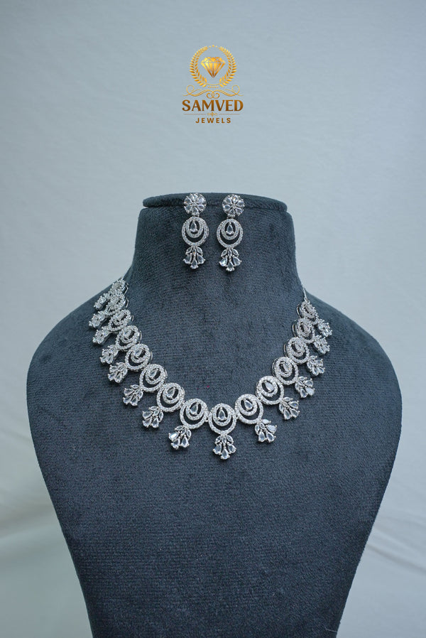CZ-Stone Necklace and Earrings Set