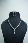 Elegant CZ Necklace and Drop Earrings Set
