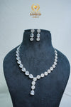 FAMOUS CZ-STONE NECKLACE AND EARRINGS SET