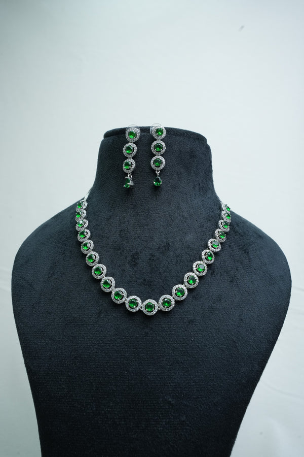 ElegantCZ Stone Necklace and Earrings Set