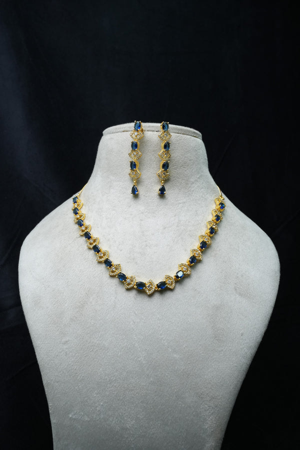 Elegant CZ-Stone Necklace and Earrings Set