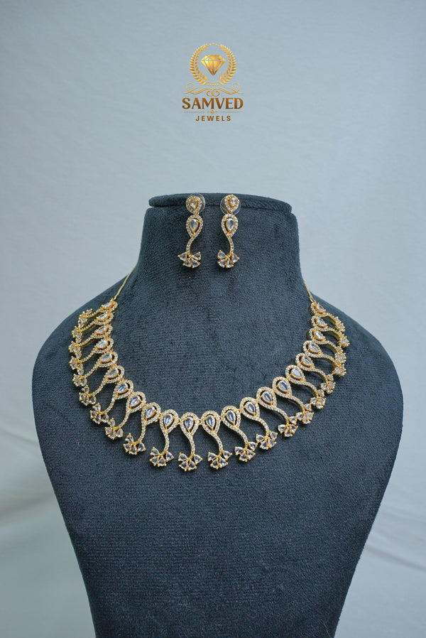 ElegantCZ Stone Necklace and Earrings Set