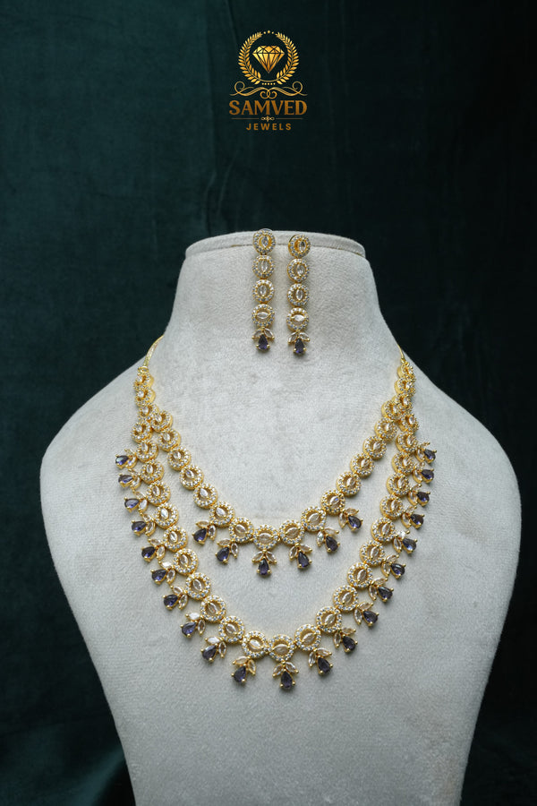 Elegant CZ Stone Necklace and Earrings Set