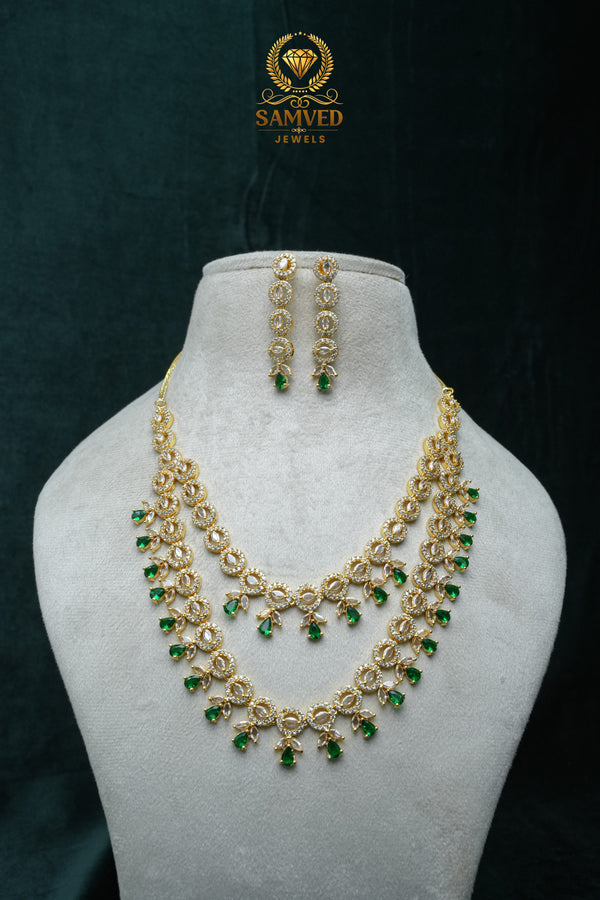 Elegant CZ Stone Necklace and Earrings Set