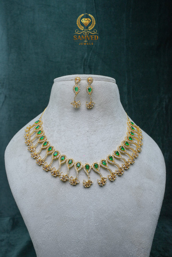 ElegantCZ Stone Necklace and Earrings Set