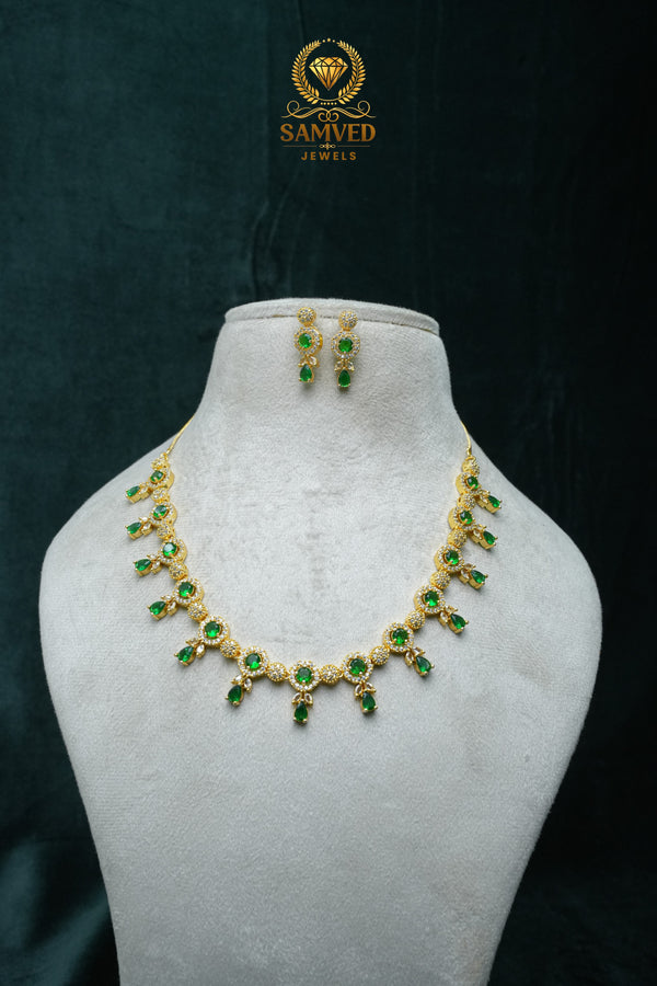 CZ-Stone Necklace and Earrings Set