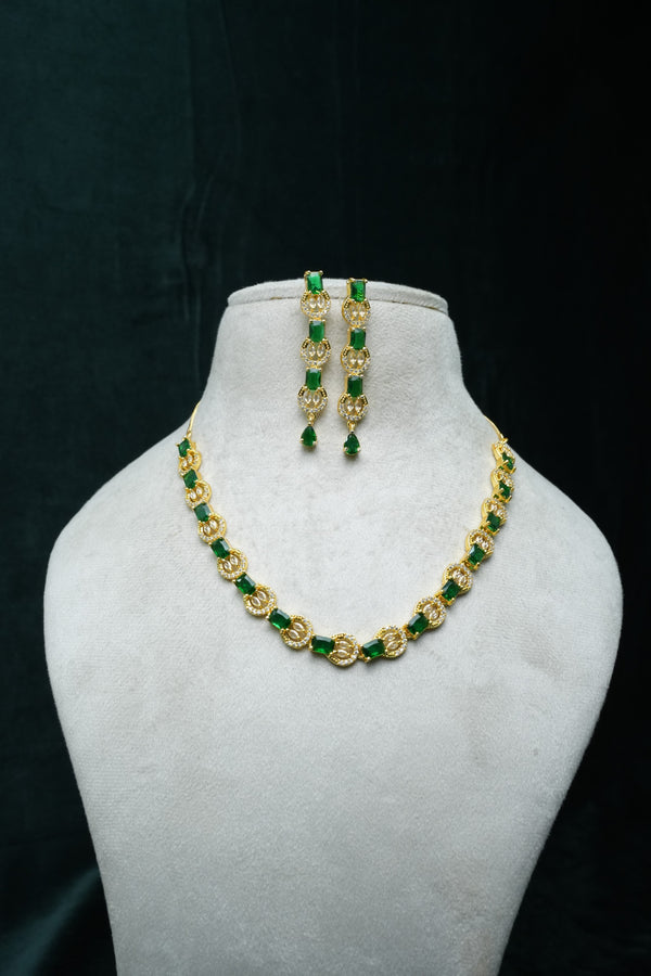 CZ-Stone Necklace and Earrings Set