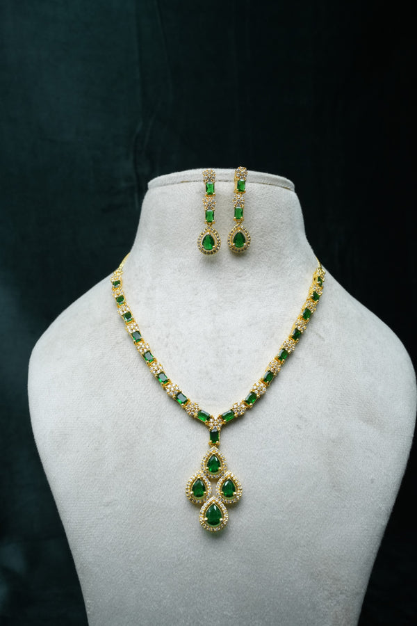 CZ-Stone Necklace and Earrings Set
