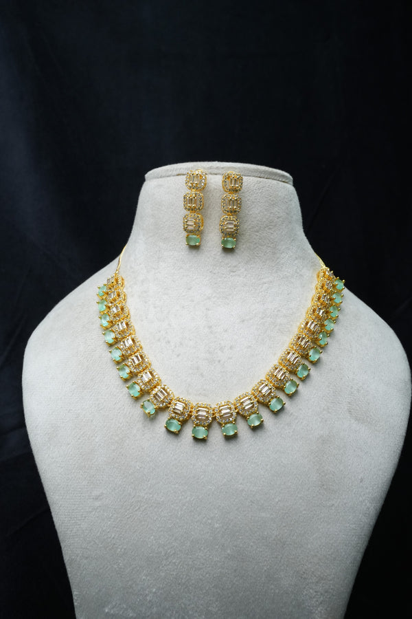 Fast Fashion CZ-Stone Necklace and Earrings Set