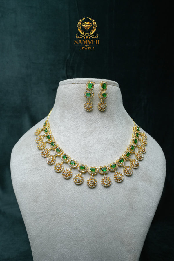 Fashion CZ-Stone Necklace and Earrings set