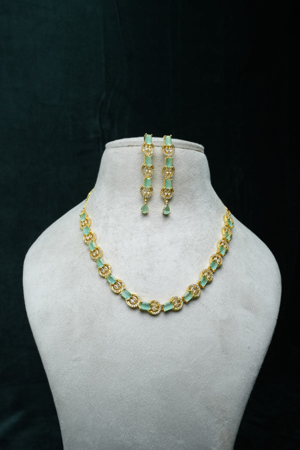 CZ-Stone Necklace and Earrings Set