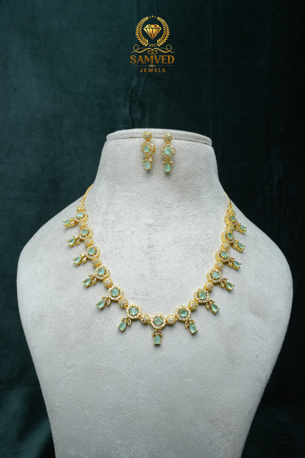 CZ-Stone Necklace and Earrings Set