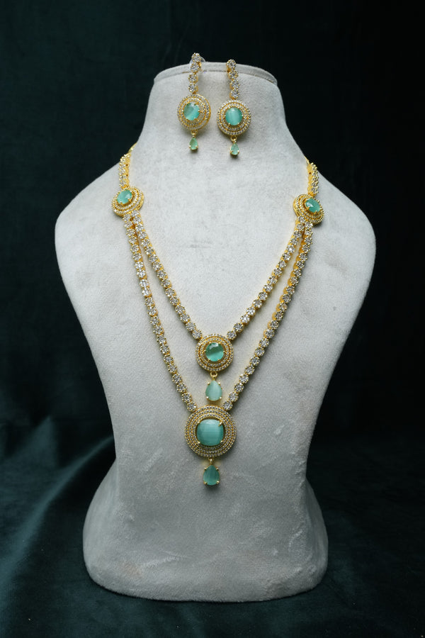 CZ-Stone Necklace and Earrings Set
