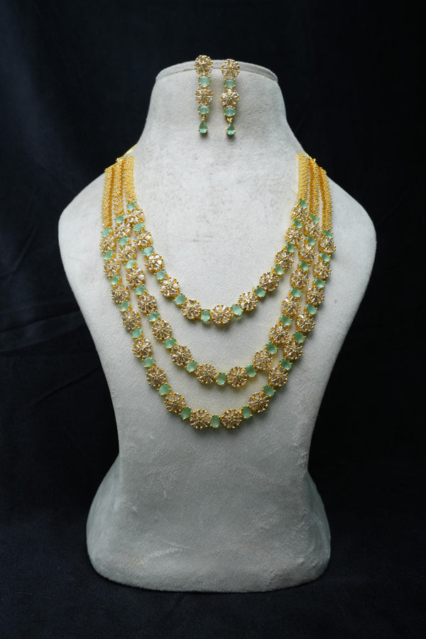 Luxurious CZ-Stone Necklace and Earrings Set