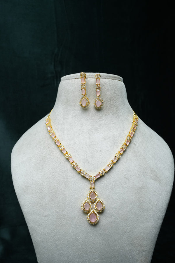 CZ-Stone Necklace and Earrings Set