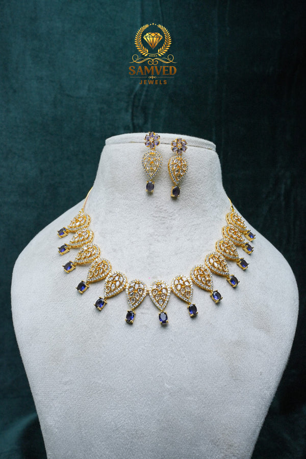 Graceful CZ-Stone Necklace and Earrings Set