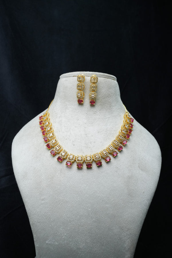 Fast Fashion CZ-Stone Necklace and Earrings Set