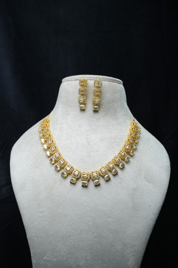Fast Fashion CZ-Stone Necklace and Earrings Set