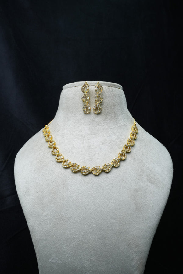 Elegant CZ-Stone Necklace and Earrings Set