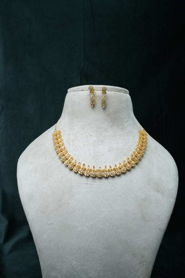 Elegant CZ-Stone Necklace and Earrings Set